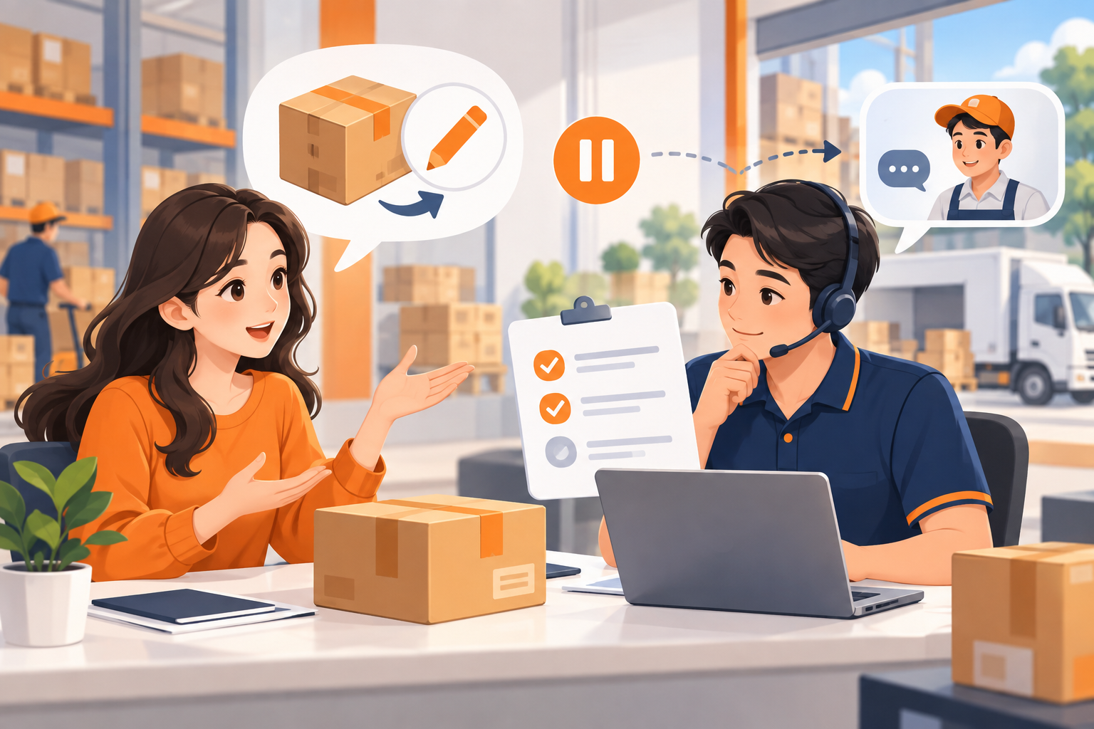 An Khang kiểm tra yêu cầu thay đổi hoặc hủy đơn và trao đổi với người bán