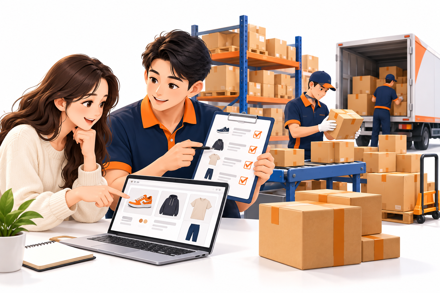Khách xác nhận sản phẩm với An Khang trước khi mua hộ và xử lý hàng tại kho